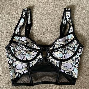 For Love & Lemons 60s Floral Bustier Bra Top